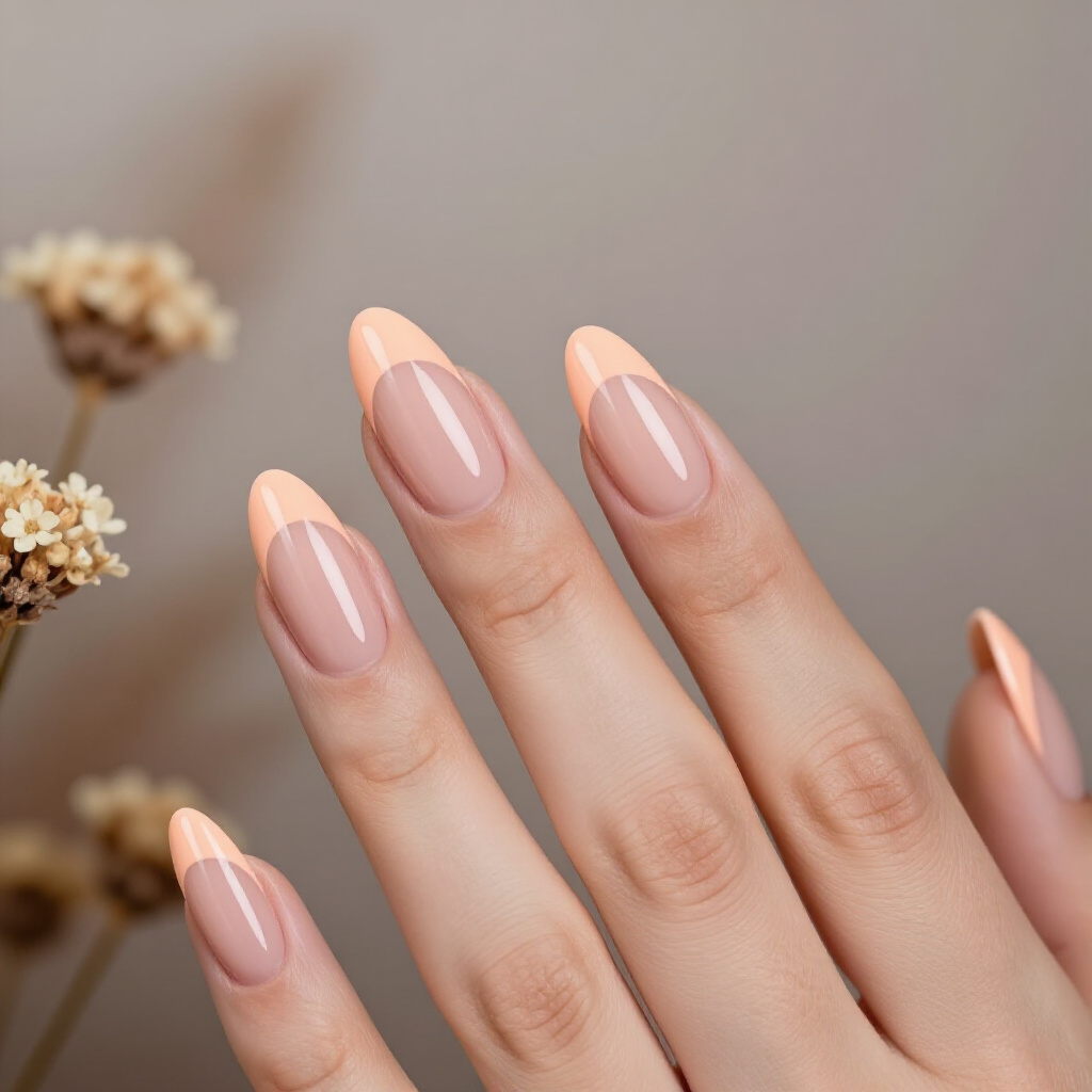 Cool-Toned Pink Nude with a Sharp, Angled French Tip - nude almond french tip nails