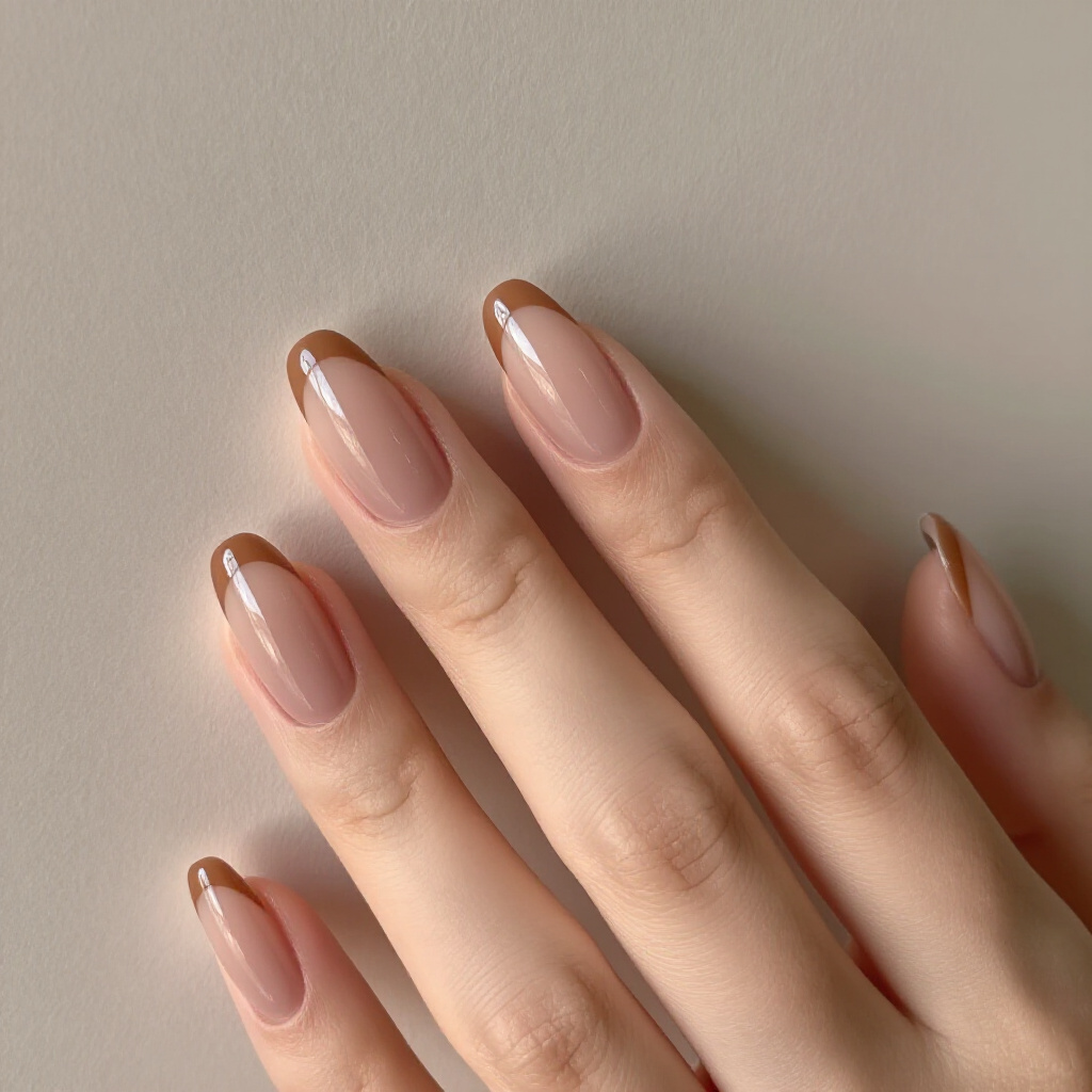 Matte Nude Almond French Tips for a Modern Vibe - nude almond french tip nails