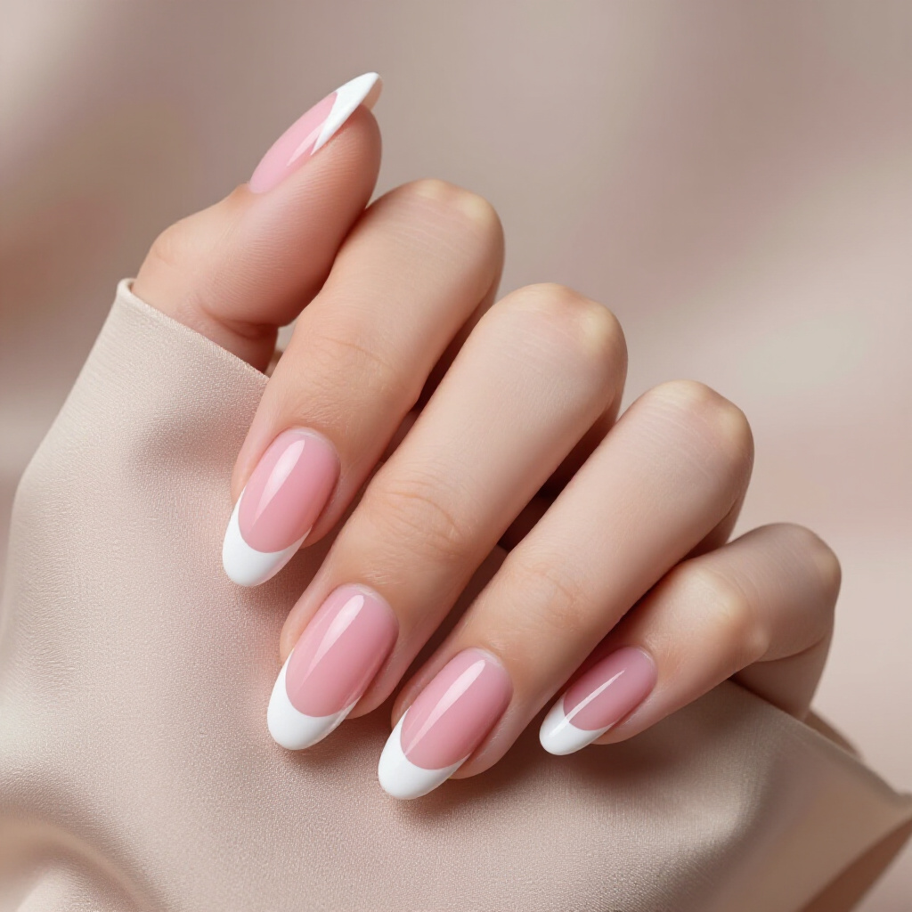 Vibrant Fuchsia Pink with Sharp White Tips for a Bold Statement - pink almond classy french tip nails