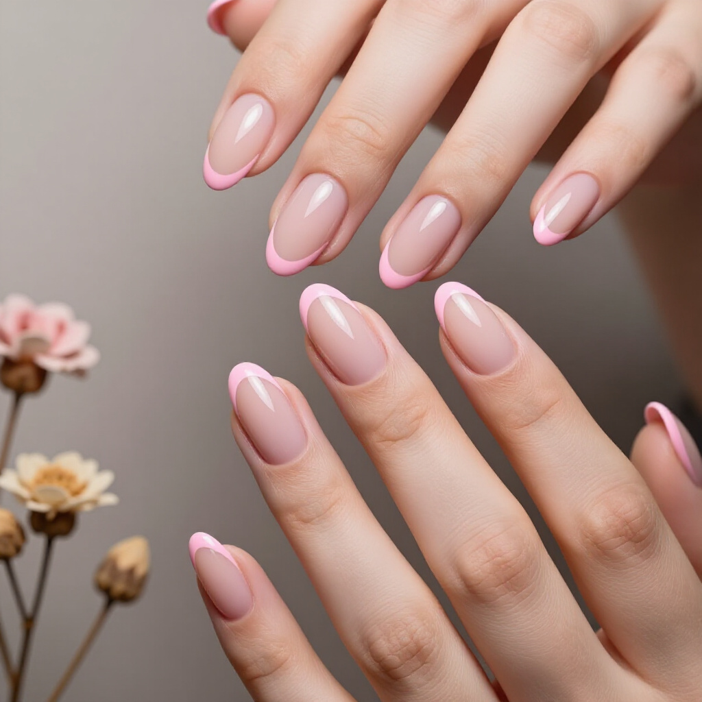 Peach Pink with a Soft, Blended French Tip for a Gradient Effect - pink almond classy french tip nails
