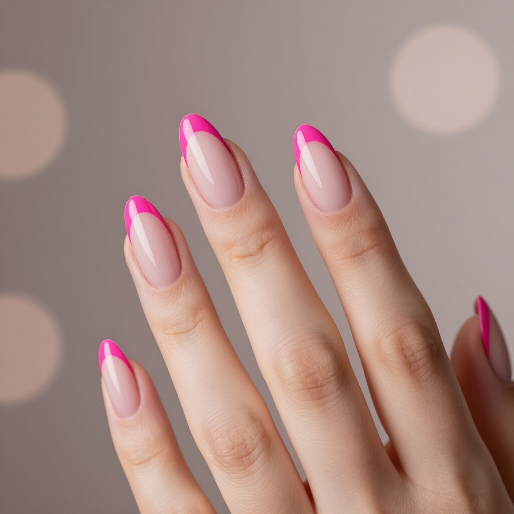 Pastel Pink with a Delicate Gold Foil Accent on the Tip - pink almond classy french tip nails