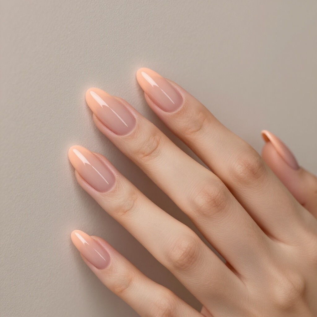 Rosy Nude with Muted Rose-Gold Tips - nude short simple french tip nails