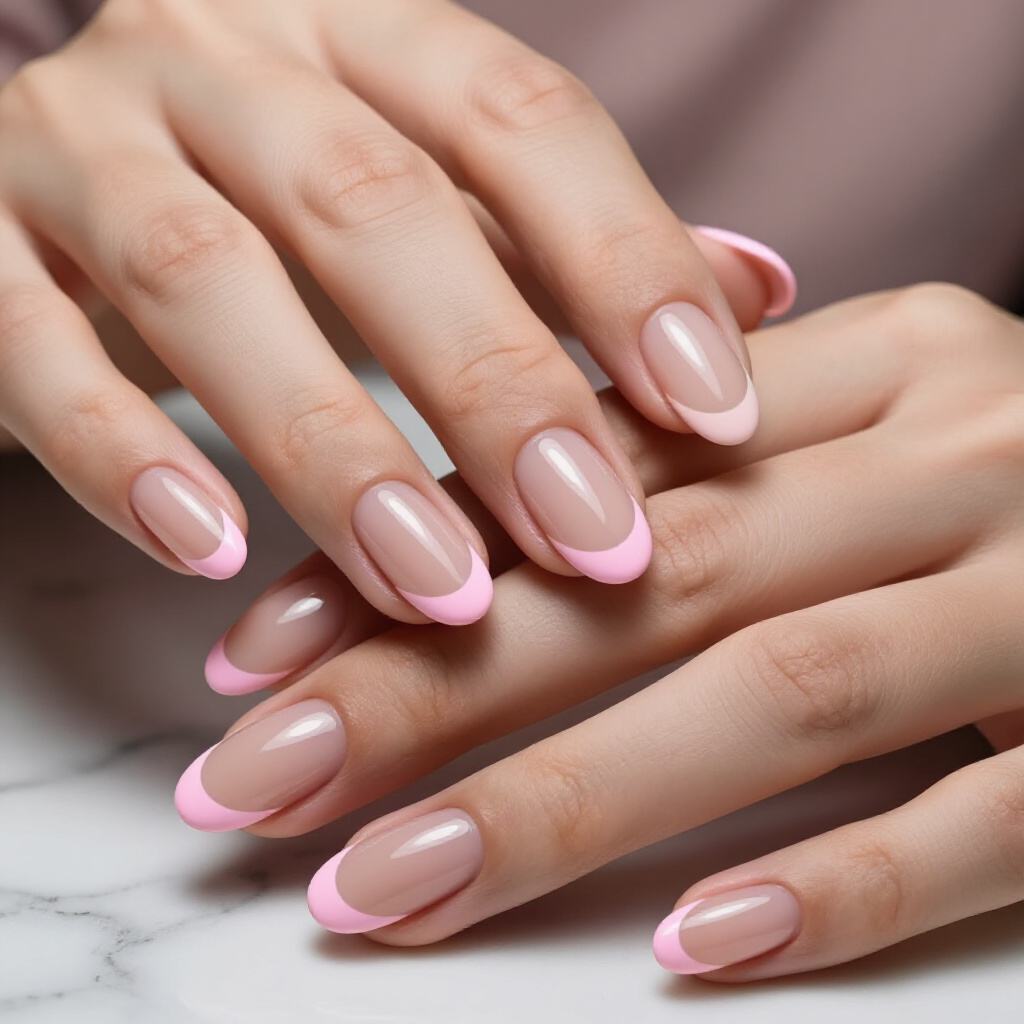 Natural Beige with Matte Finish French Tips - nude short simple french tip nails