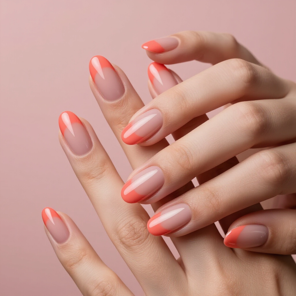 Muted Mauve Nude with a Greyish White Tip - nude short simple french tip nails