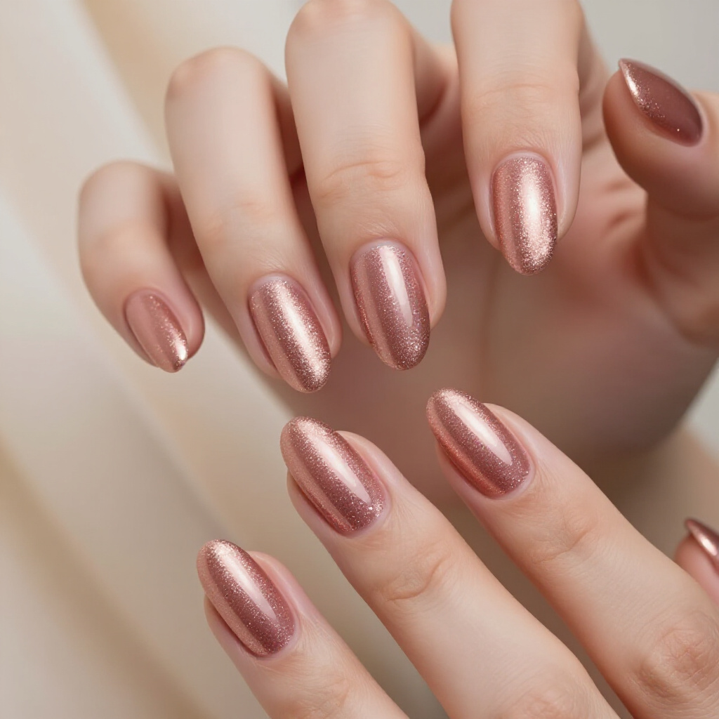 Teal Almond Cat Eye Nails with Silver Chrome Details - almond cat eye nails