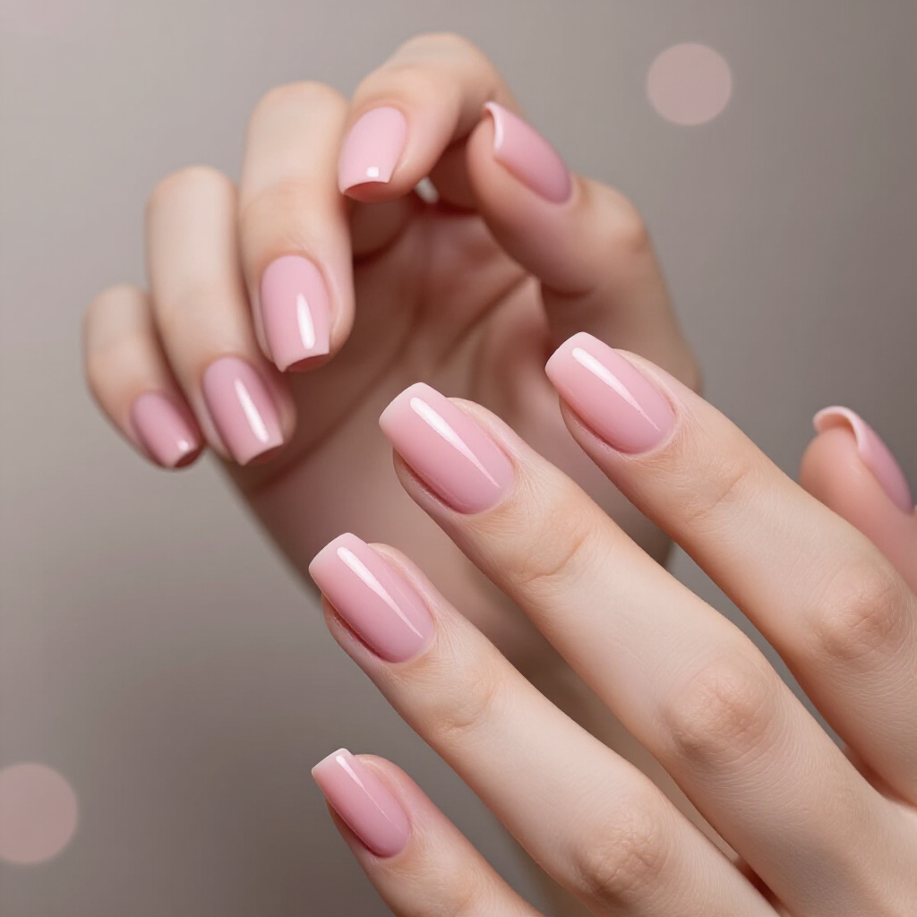 Delicate Baby Pink Short Cat Eye with Subtle Shimmer - pink short cat eye nails