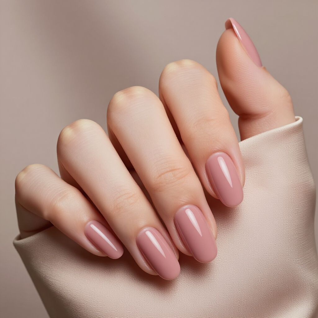 Rose Gold Pink Short Cat Eye with Metallic Sheen - pink short cat eye nails