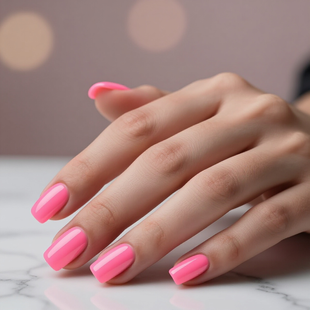Cheery Cherry Pink Short Cat Eye with a Defined Line - pink short cat eye nails