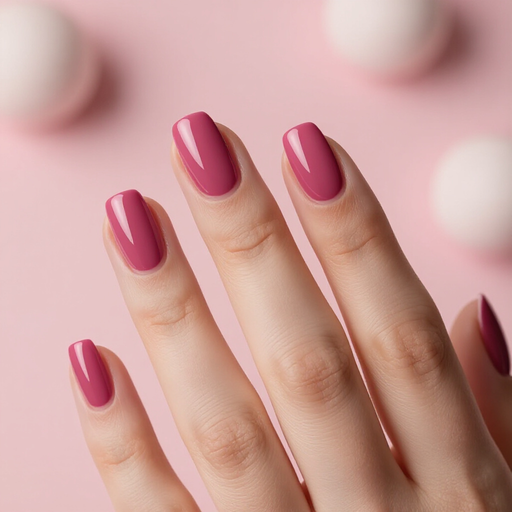 Soft Nude Pink Short Cat Eye with a Subtle Sheen - pink short cat eye nails