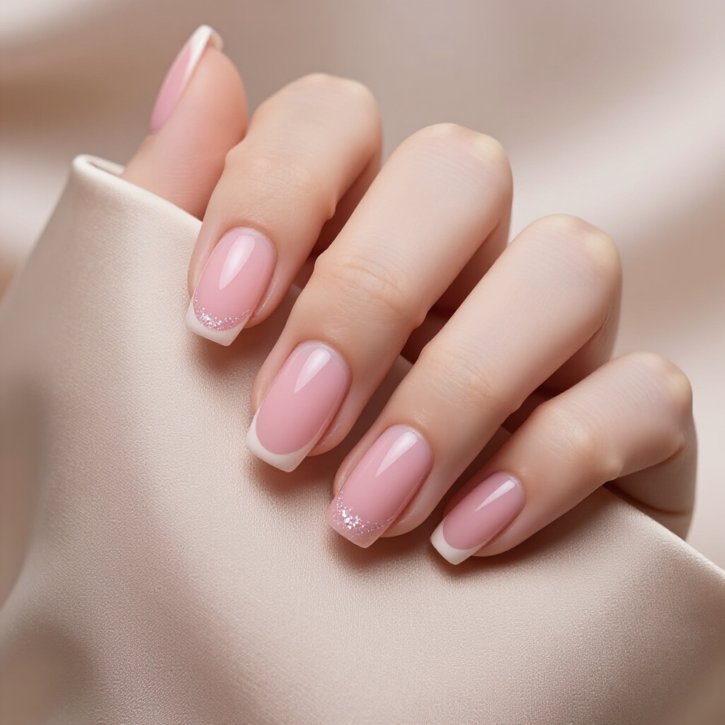 Hot Pink Short Cat Eye with a Dazzling Glitter Overlay - pink short cat eye nails
