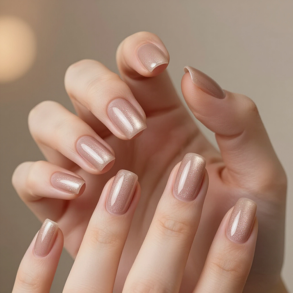 Coral Pink Short Cat Eye with a Dewy, Translucent Finish - pink short cat eye nails