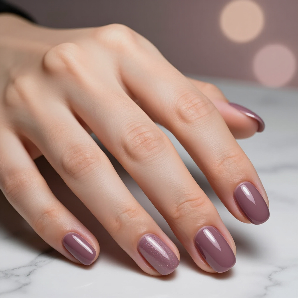 Mauve Pink Short Cat Eye with a Sophisticated Lilac Undertone - pink short cat eye nails