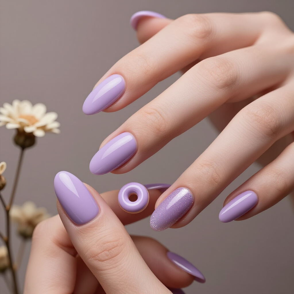 Blush Pink Short Cat Eye with a Touch of Iridescent Flakes - pink short cat eye nails