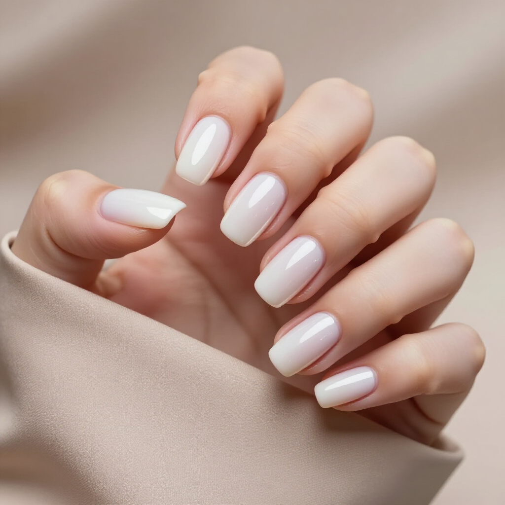 Softly Rounded Short Cat Eye Nails in Creamy White - white short cat eye nails Softly Rounded Short Cat Eye Nails in Creamy White - white short cat eye nails