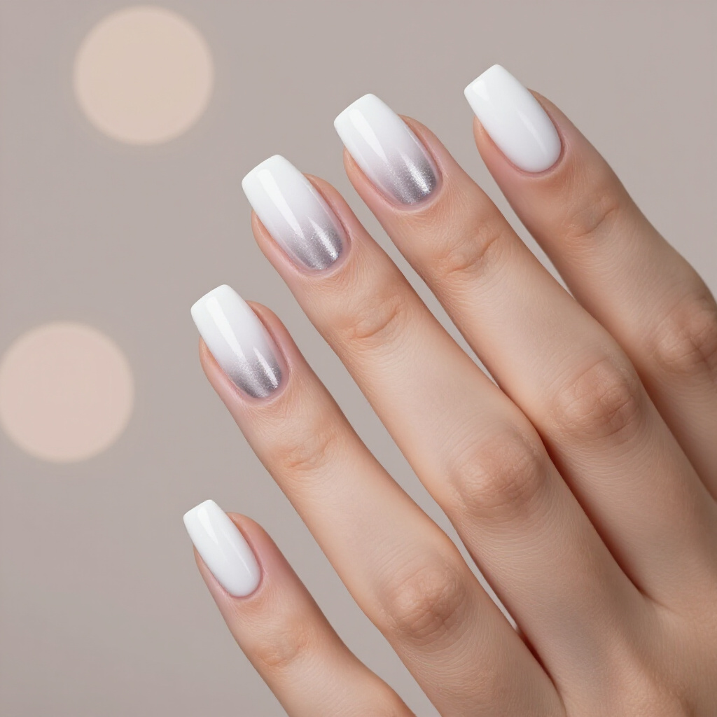 Classic White Short Cat Eye Nails with a Subtle Shimmer - white short cat eye nails Classic White Short Cat Eye Nails with a Subtle Shimmer - white short cat eye nails