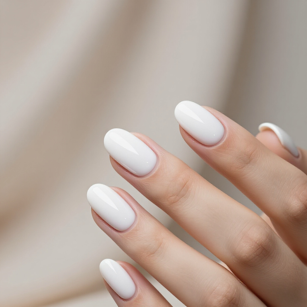 Glazed Donut White Short Cat Eye Nails with Holographic Sparkle - white short cat eye nails Glazed Donut White Short Cat Eye Nails with Holographic Sparkle - white short cat eye nails