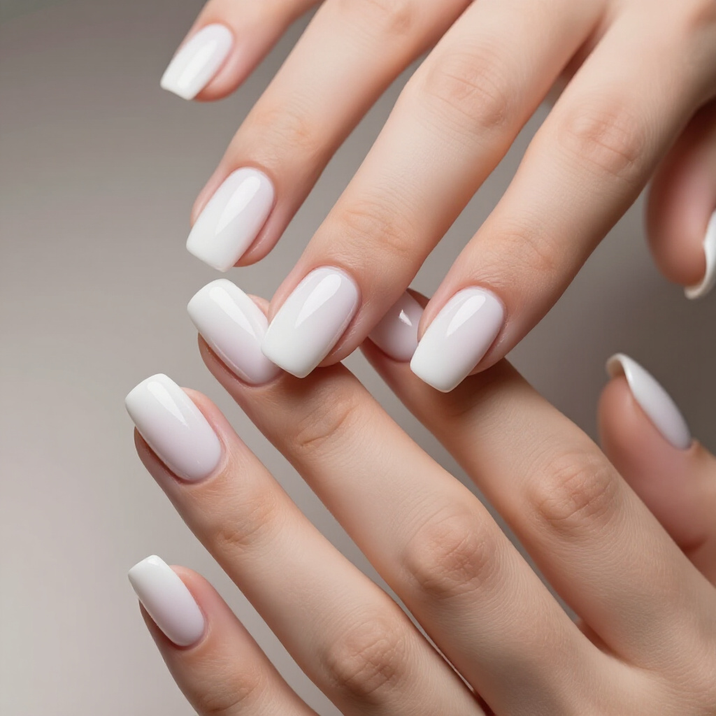 Abstract White & Silver Cat Eye Swirls on Short Nails - white short cat eye nails Abstract White & Silver Cat Eye Swirls on Short Nails - white short cat eye nails