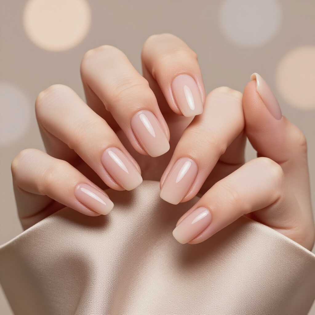 Deep Taupe Nude with a Glossy Finish for Intense Drama - nude short cat eye nails