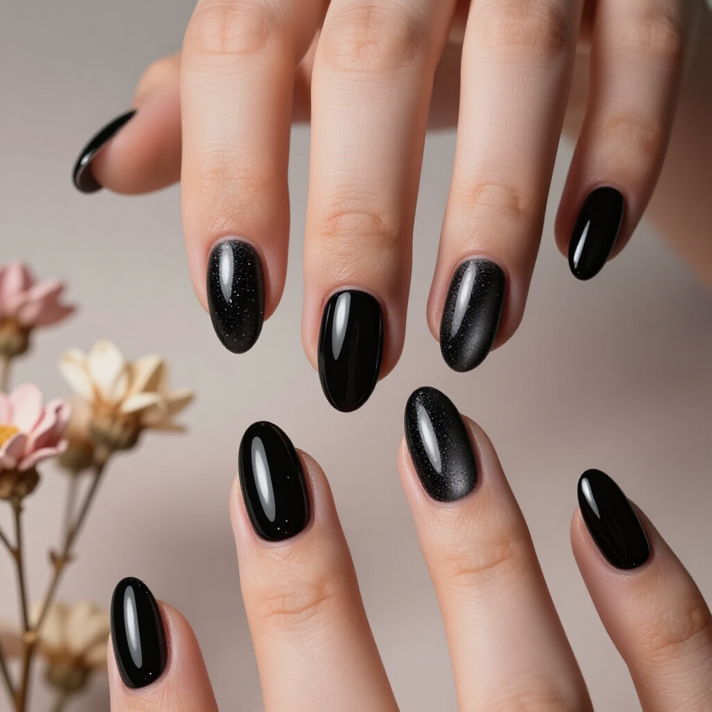 Creamy Almond Nude with a Soft, Blended Magnetic Swirl - nude short cat eye nails