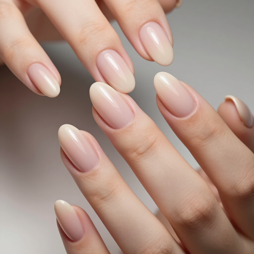 Cool Taupe Nude with Silver Cat Eye Streaks - nude short cat eye nails Cool Taupe Nude with Silver Cat Eye Streaks - nude short cat eye nails