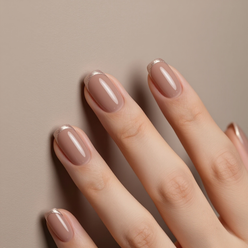 Natural Nude with Embedded Cat Eye Glitter Flakes - nude short cat eye nails Natural Nude with Embedded Cat Eye Glitter Flakes - nude short cat eye nails