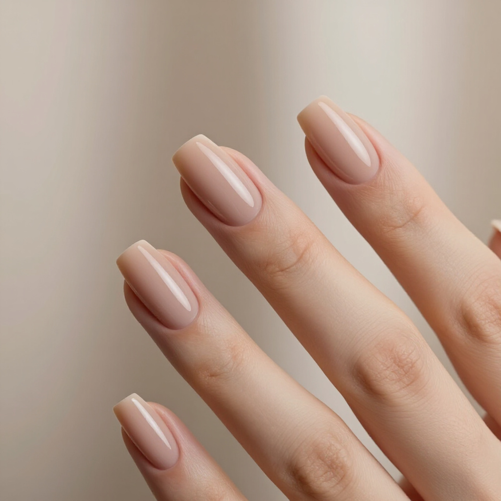 Rosy Nude with 3D Cat Eye Gel Overlay - nude short cat eye nails Rosy Nude with 3D Cat Eye Gel Overlay - nude short cat eye nails