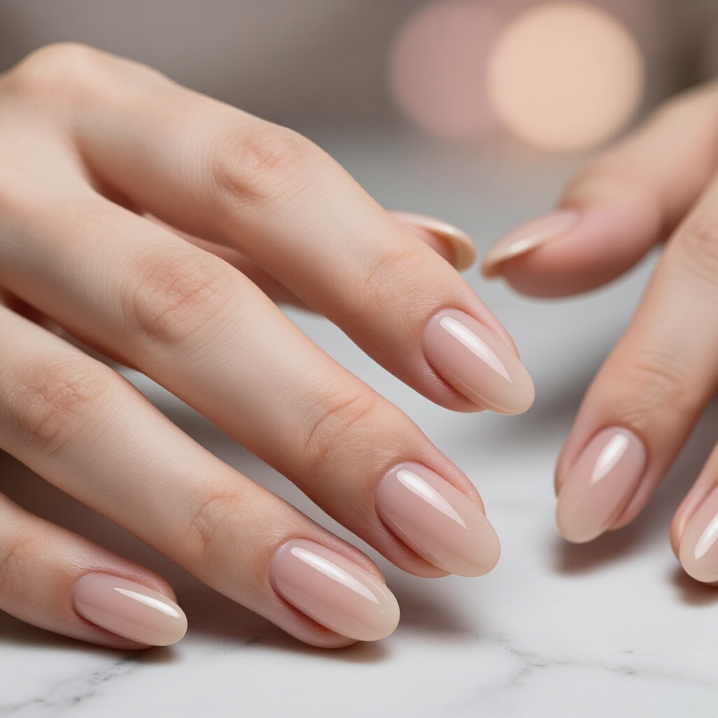 Peachy Pink Nude with a Subtle Amber Cat Eye - nude short cat eye nails Peachy Pink Nude with a Subtle Amber Cat Eye - nude short cat eye nails