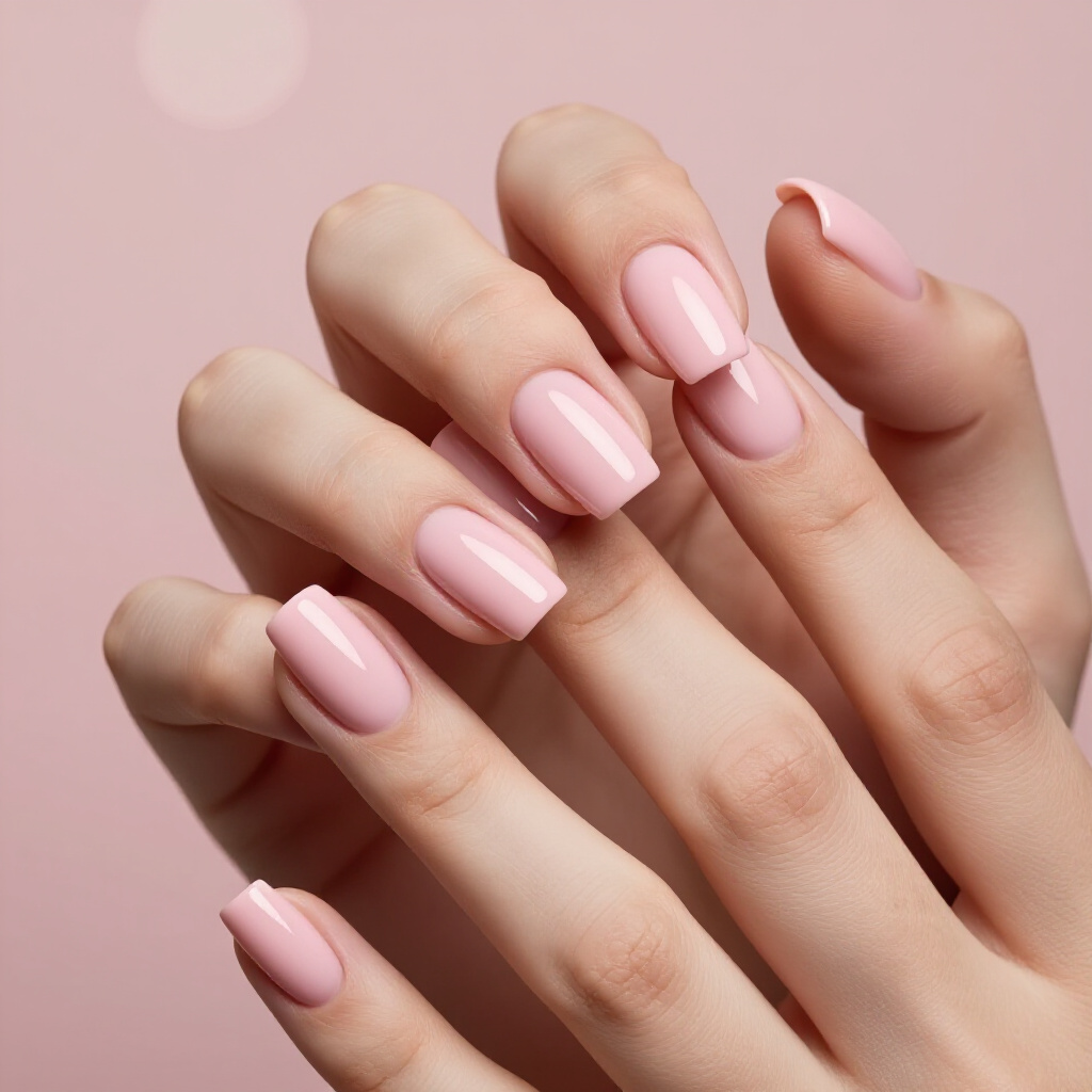 Ballet Slipper Pink with a Defined Cat Eye Line - pink short classy cat eye nails
