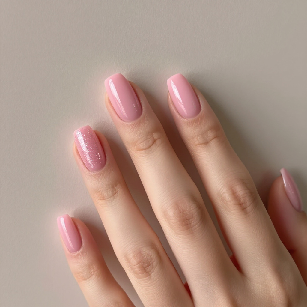 Dusty Rose with a Subtle Holographic Cat Eye Flip - pink short classy cat eye nails