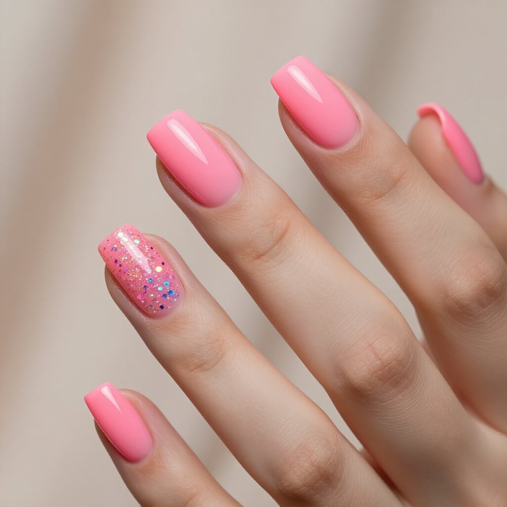 Pale Pink with a Chrome Cat Eye Finish - pink short classy cat eye nails
