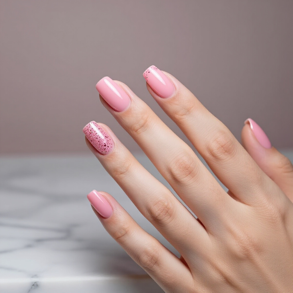 Peachy Pink Short Simple Cat Eye Nails with a Subtle Gold Shimmer - pink short simple cat eye nails Peachy Pink Short Simple Cat Eye Nails with a Subtle Gold Shimmer - pink short simple cat eye nails