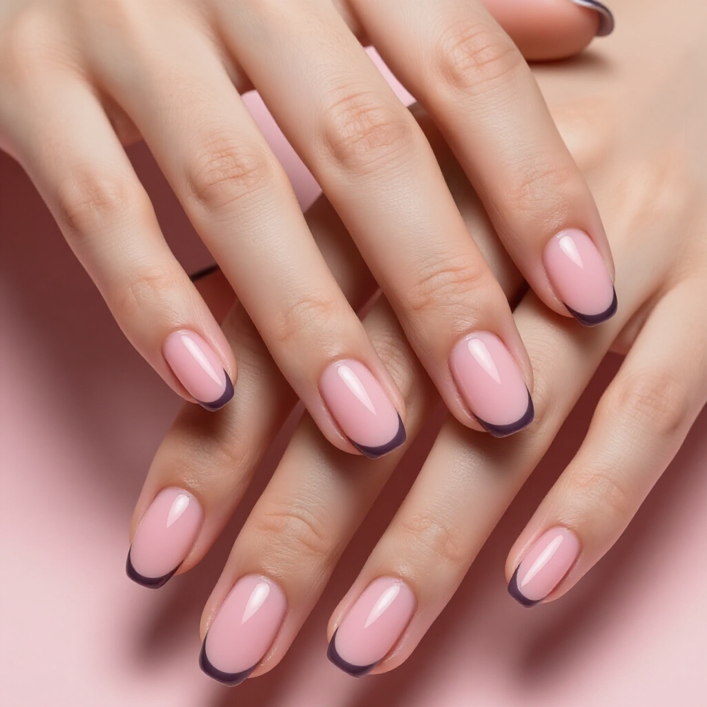 Watermelon Pink Short Simple Cat Eye Nails with a French Tip Accent - pink short simple cat eye nails Watermelon Pink Short Simple Cat Eye Nails with a French Tip Accent - pink short simple cat eye nails