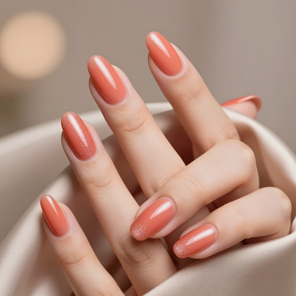 Milky Pink Short Cute Cat Eye Nails with a Subtle Aurora Effect - pink short cute cat eye nails