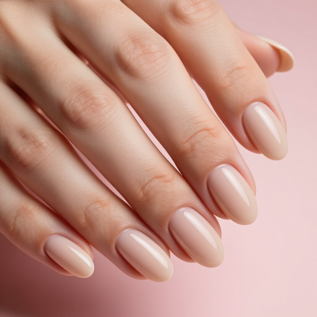 Blush Pink Short Cute Cat Eye Nails with Fine Silver Glitter Lines - pink short cute cat eye nails