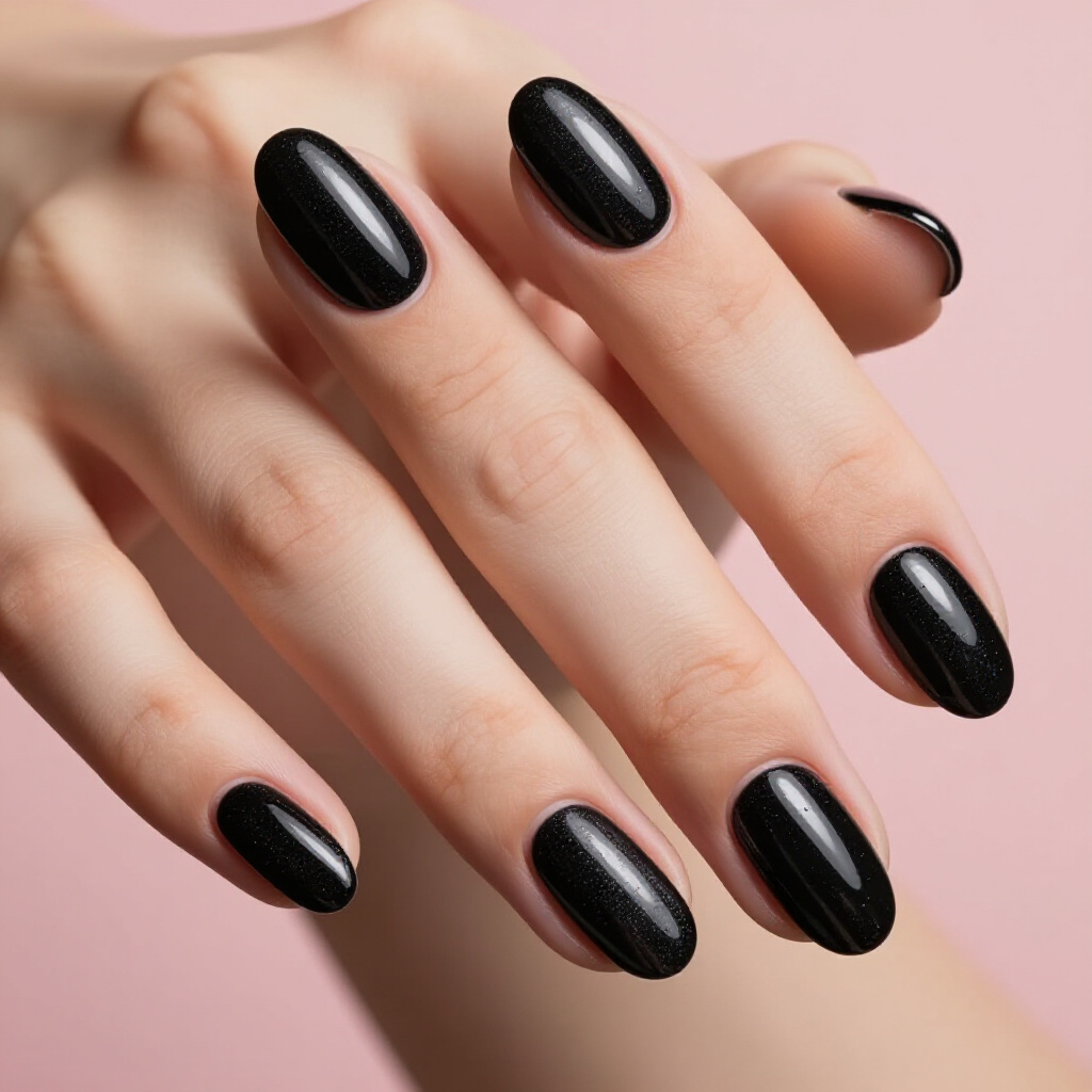 Chrome Finish Over Black Almond Cat Eye for a Futuristic Vibe - black almond cat eye nails Chrome Finish Over Black Almond Cat Eye for a Futuristic Vibe - black almond cat eye nails