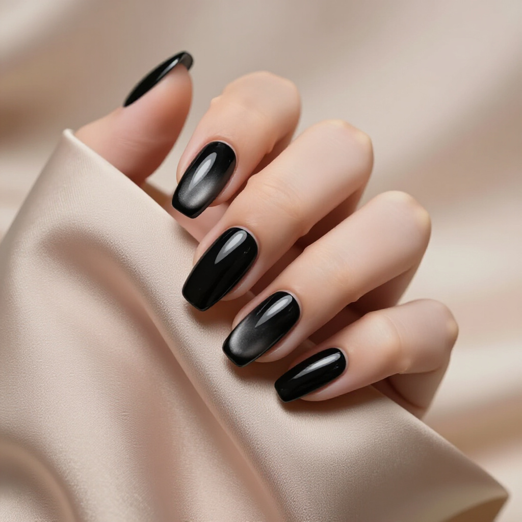 Abstract White Swirls on Black Almond Cat Eye Design - black almond cat eye nails Abstract White Swirls on Black Almond Cat Eye Design - black almond cat eye nails