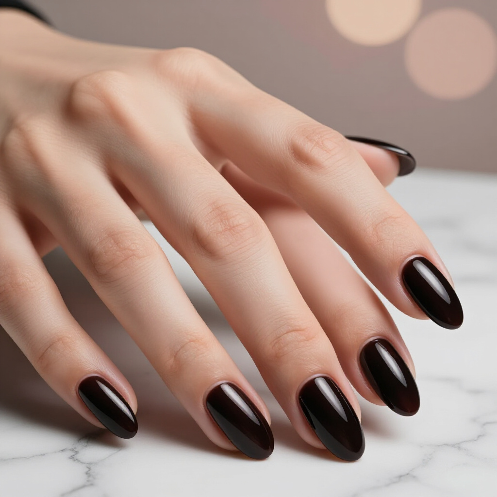 Iridescent Purple Undertones in Black Almond Cat Eye Design - black almond cat eye nails