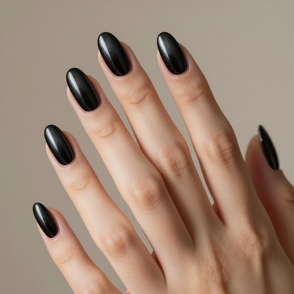 Ombre Transition from Black to Deep Berry Cat Eye - black almond cat eye nails