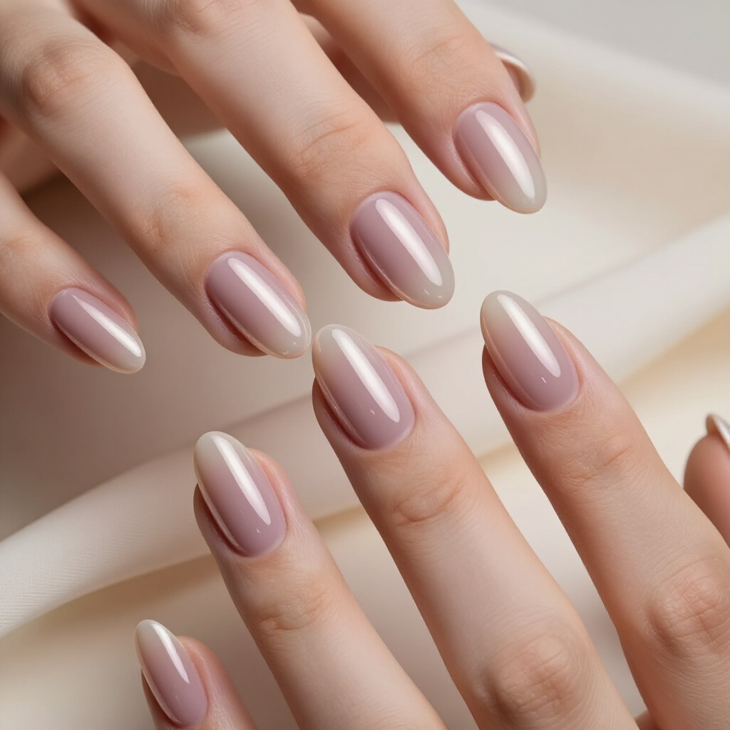 Subtle Rainbow Oil Slick Finish on Black Almond Cat Eye - black almond cat eye nails