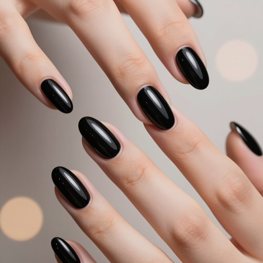 Deep Emerald Green Almond Cat Eye with Black Undertones - black almond cat eye nails