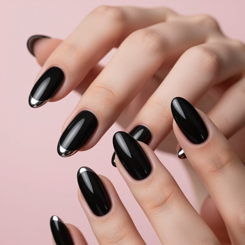 Midnight Blue Almond Cat Eye with a Hint of Purple Shift - black almond cat eye nails