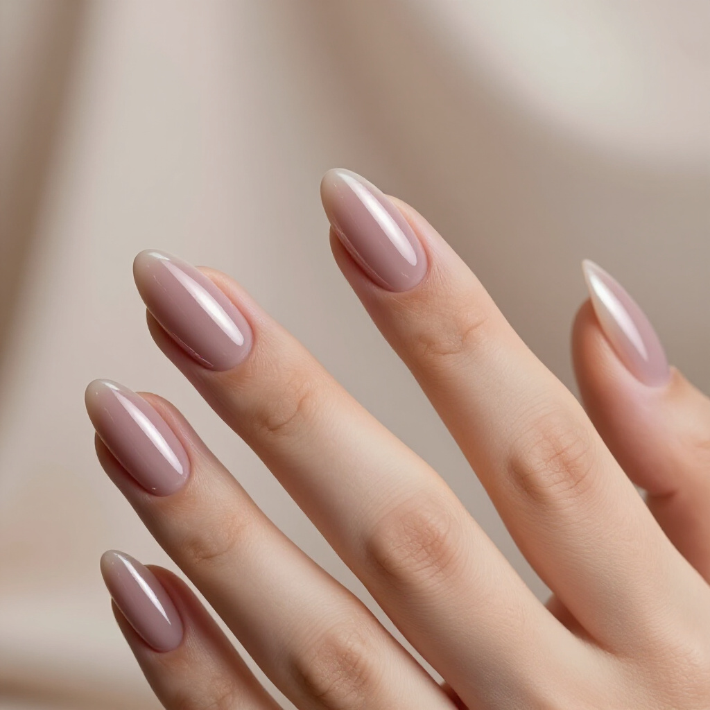 Subtle Pastel Lavender Almond Cat Eye with Black Undertones - black almond cat eye nails
