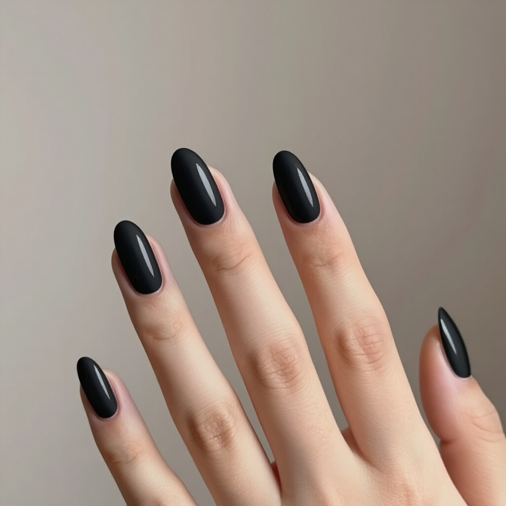 Matte Black Almond Cat Eye with Subtle Gold Flecks: Sophisticated Edge - black almond cat eye nails