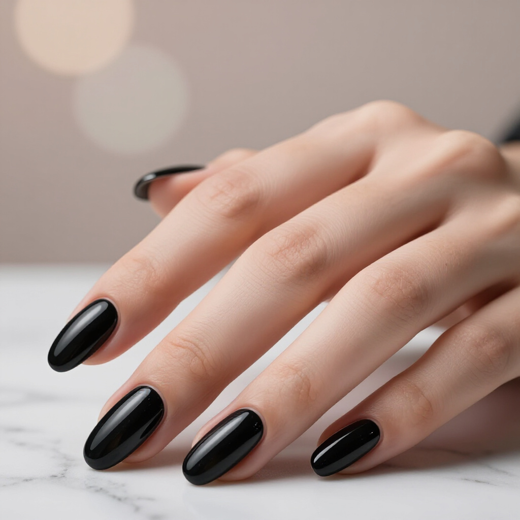 Midnight Blue Almond Cat Eye: Celestial and Deeply Captivating - black almond cat eye nails