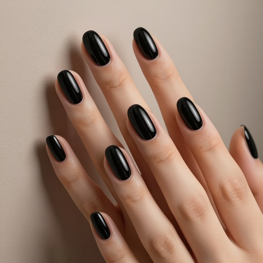Classic Black Almond Cat Eye with Subtle Silver Shimmer - black almond cat eye nails Classic Black Almond Cat Eye with Subtle Silver Shimmer - black almond cat eye nails