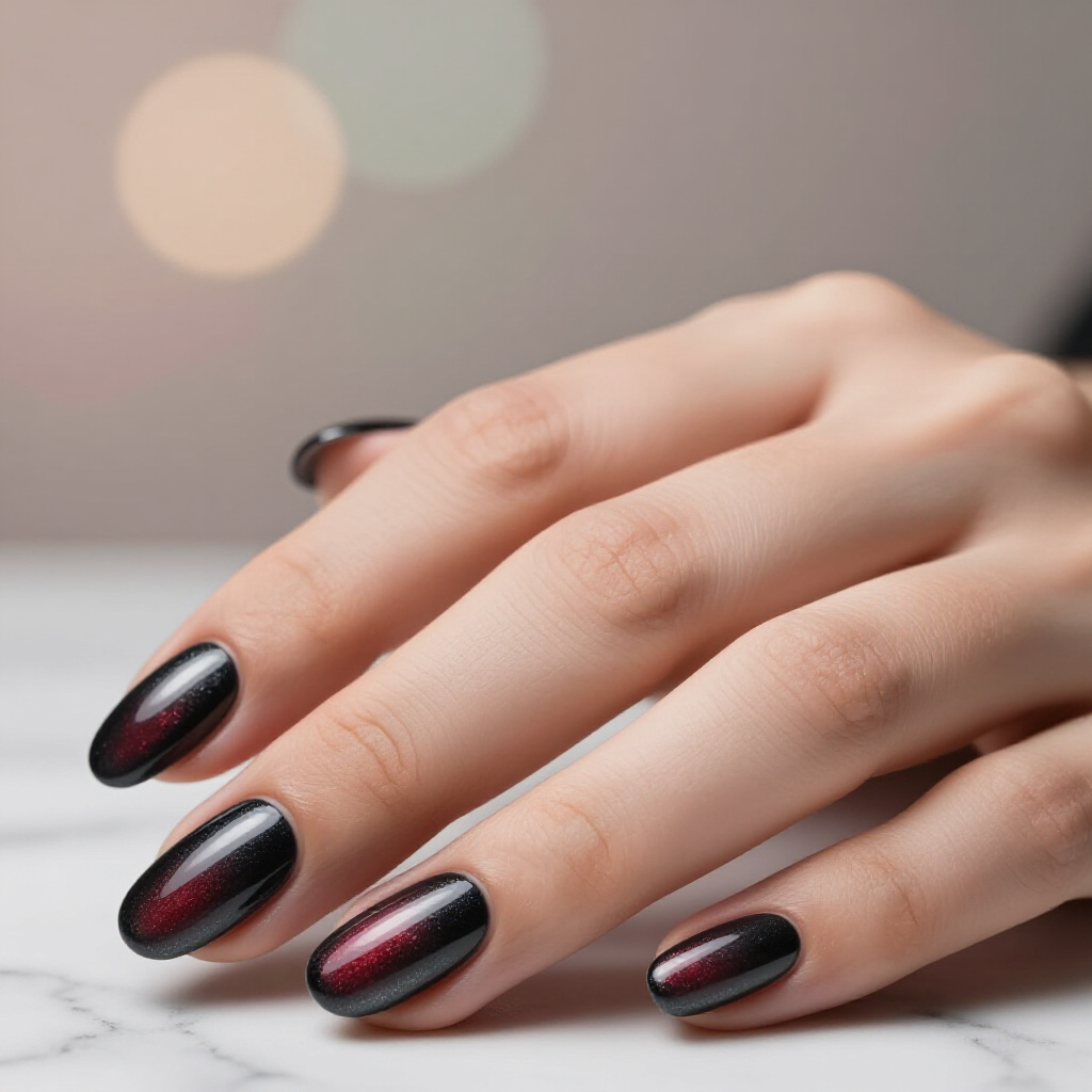 Ultra-Glossy Black Almond Cat Eye with a Dramatic Flick - black almond cat eye nails Ultra-Glossy Black Almond Cat Eye with a Dramatic Flick - black almond cat eye nails