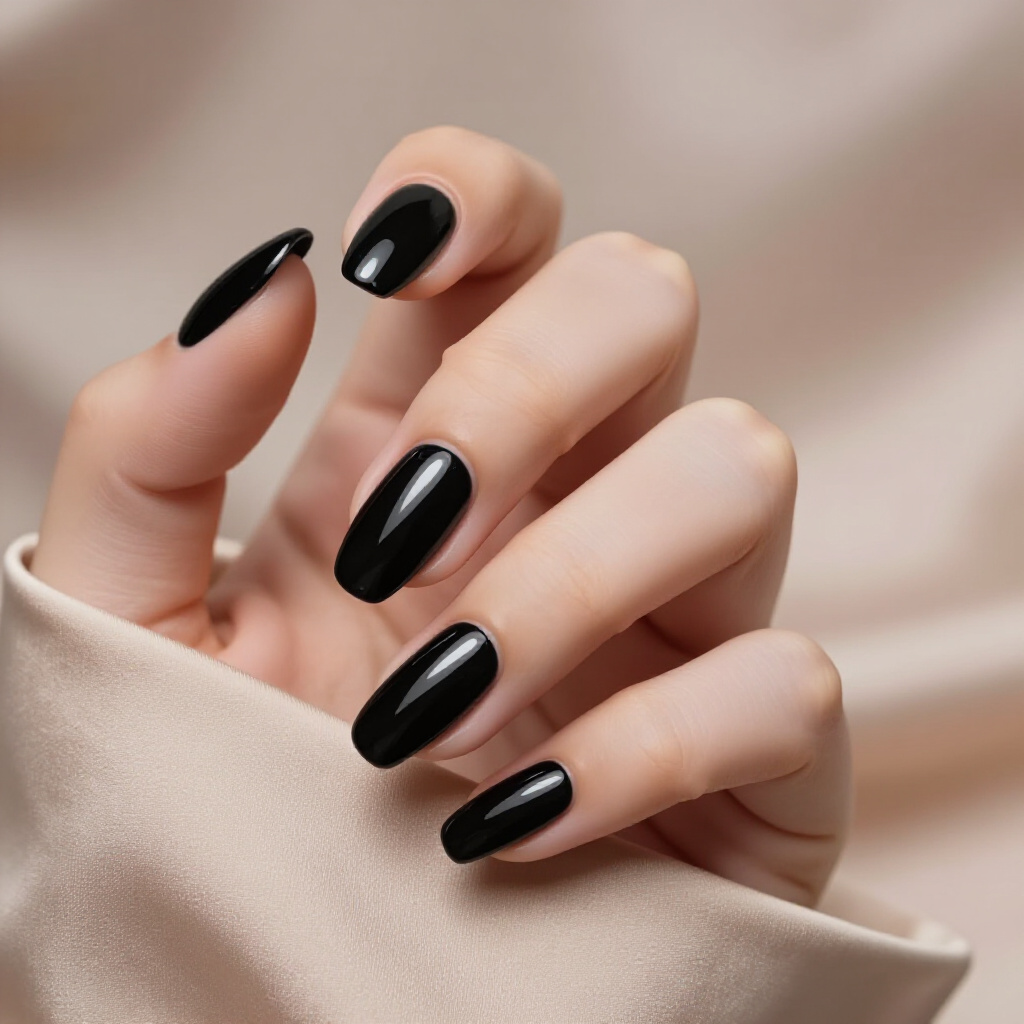 Minimalist Black Almond Cat Eye with a Single Rhinestone - black almond cat eye nails Minimalist Black Almond Cat Eye with a Single Rhinestone - black almond cat eye nails
