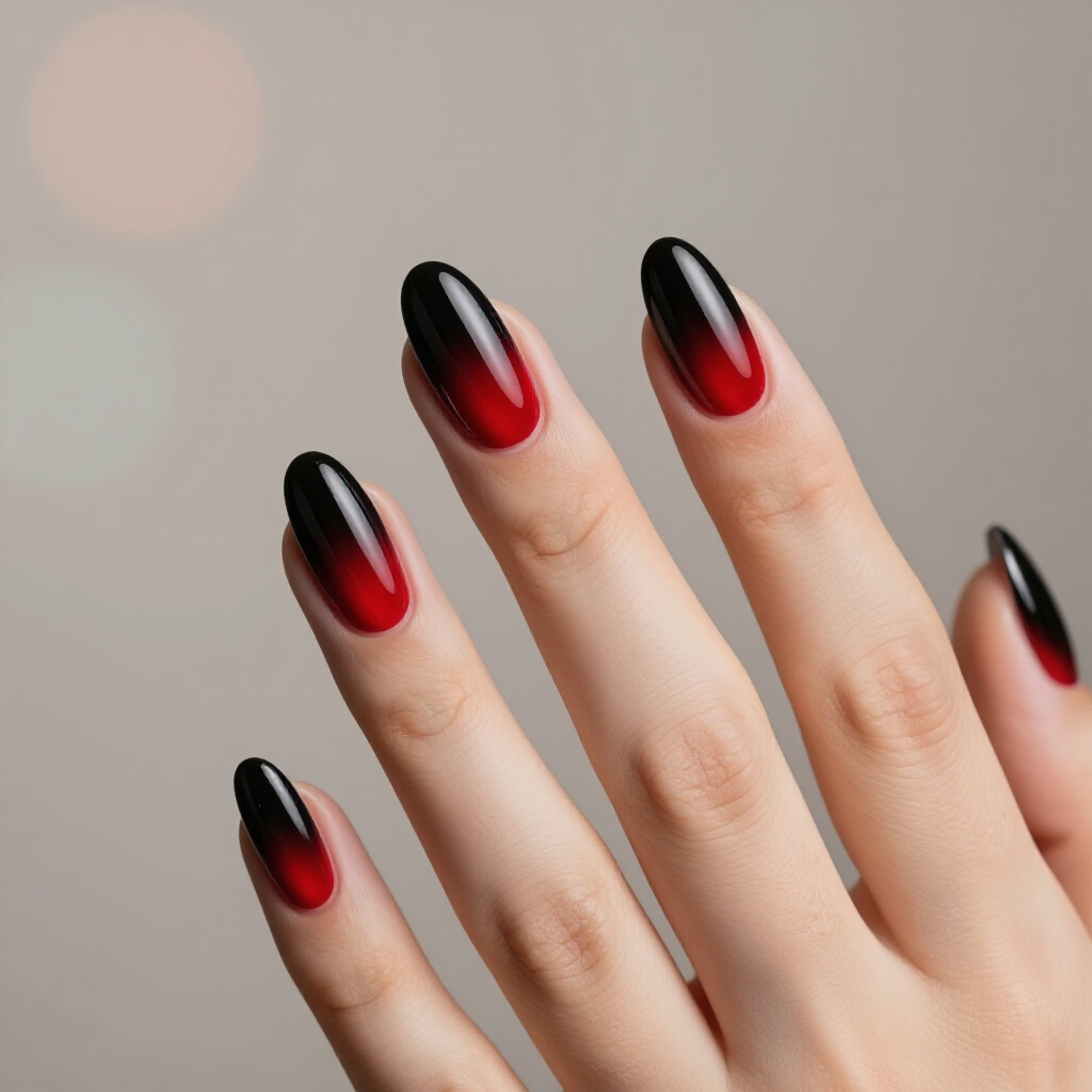 Matte Black Almond Cat Eye with a Velvety Smooth Finish - black almond cat eye nails