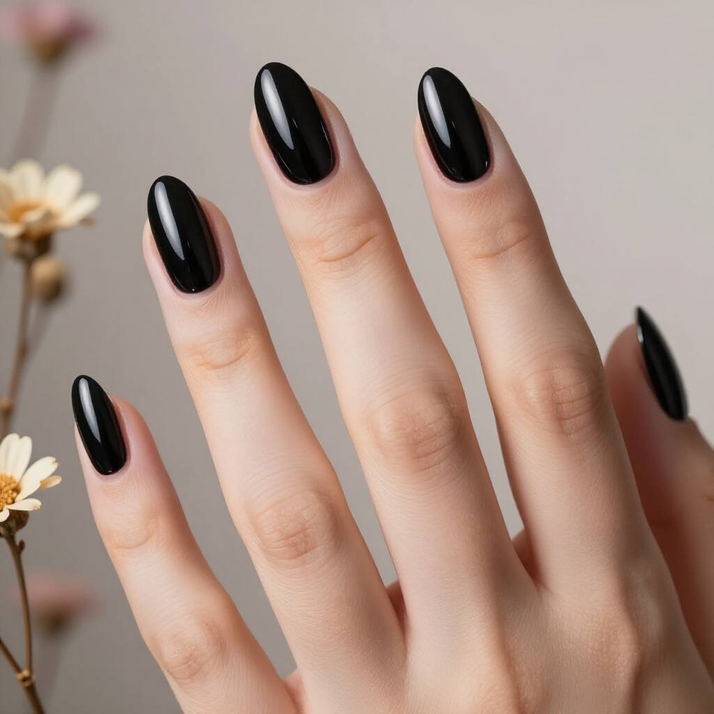 Ombre Black to Deep Burgundy Cat Eye Almond Nails - black almond cat eye nails