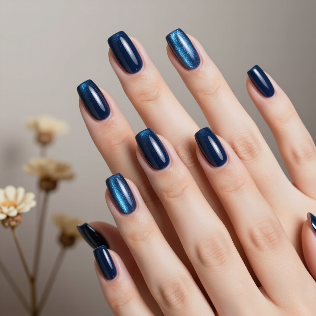 Subtle Black Almond Cat Eye with Fine Gold Leaf Inclusions - black almond cat eye nails
